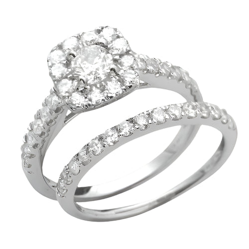 14KW 1.50CTW DIAMOND BRIDAL SET WITH SQUARE HALO [