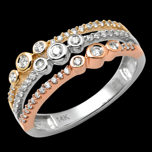 14KW 0.40CTW DIAMOND THREE ROW FANCY BAND