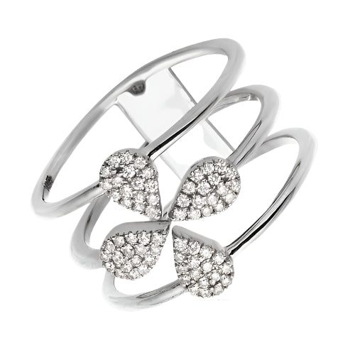 14KW 0.25CTW DIAMOND DESIGNER 3-ROW CLOVER RING