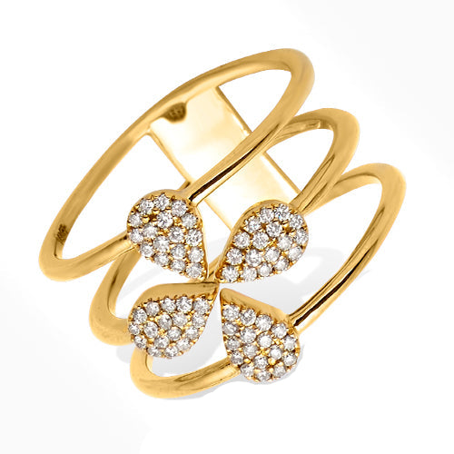14KY 0.25CTW DIAMOND DESIGNER 3-ROW CLOVER RING