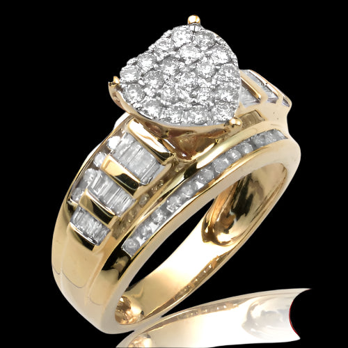 14KY 1.10CTW DIAMOND HEART CLUSTER RING