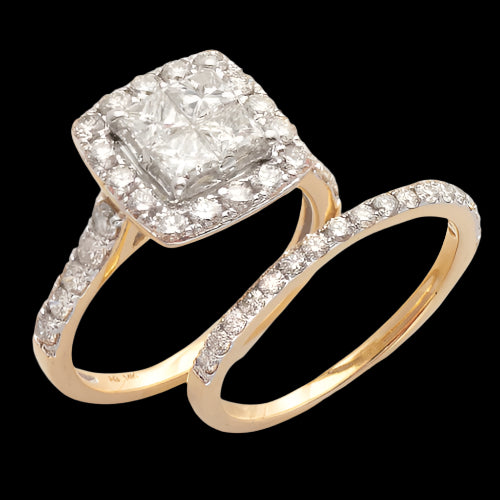14KY 2.05CTW PC DIAMOND QUAD HEAD BRIDAL SET