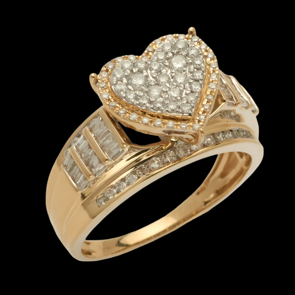 14KY 0.75CTW DIAMOND HEART CLUSTER RING