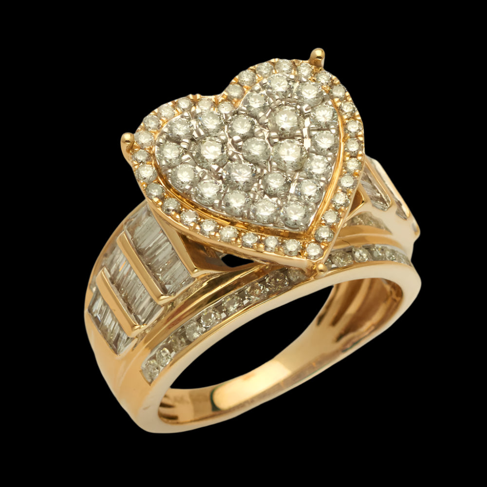 14KY 1.80CTW DIAMOND HEART CLUSTER RING