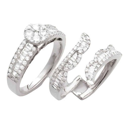14KW 1.40CTW DIAMOND FLOWER CENTER + BAGUETTE