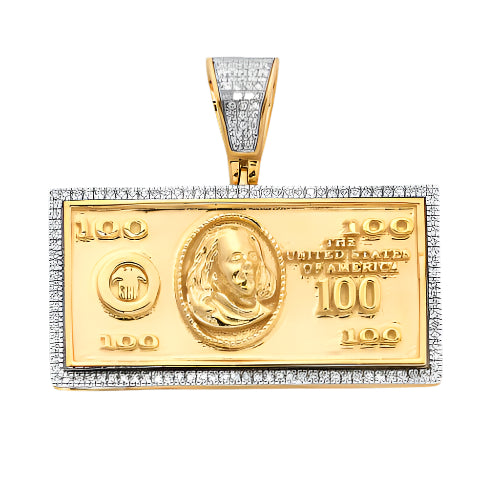 10KY 0.40CTW DIAMOND $100 BILL PENDANT