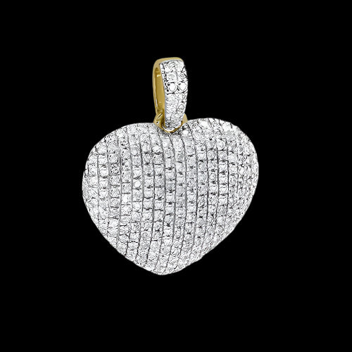 14KY 0.50CTW DIAMOND PUFFED HEART PENDANT - MEDIUM