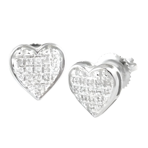 10KW 0.10CTW DIAMOND HEART DOME EARRINGS