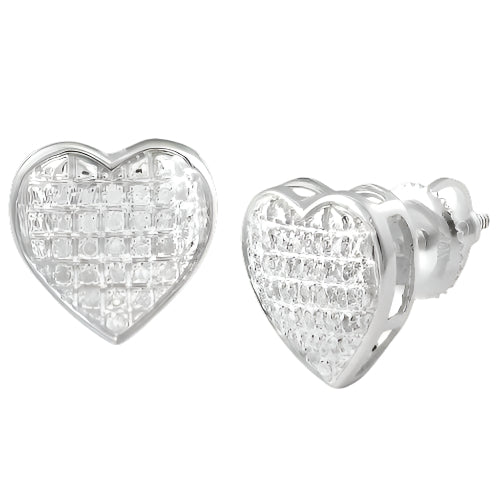 10KW 0.15CTW DIAMOND HEART DOME EARRINGS