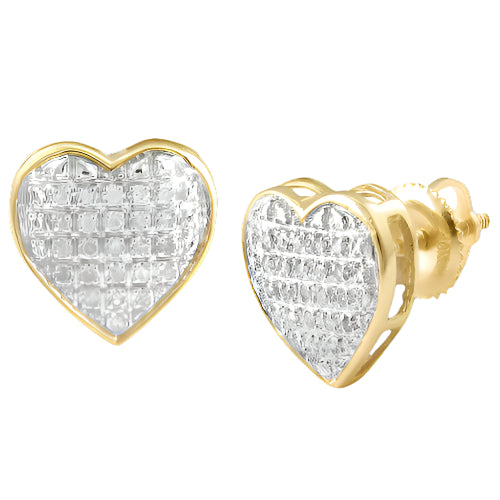 10KY 0.15CTW DIAMOND HEART DOME EARRINGS