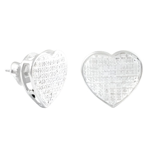 10KW 0.30CTW DIAMOND HEART DOME EARRINGS