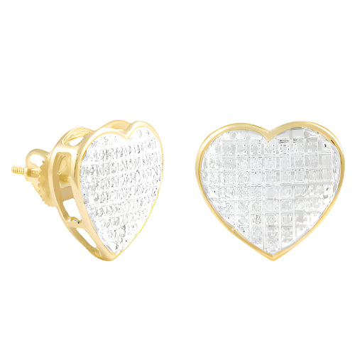 10KY 0.30CTW DIAMOND HEART DOME EARRINGS