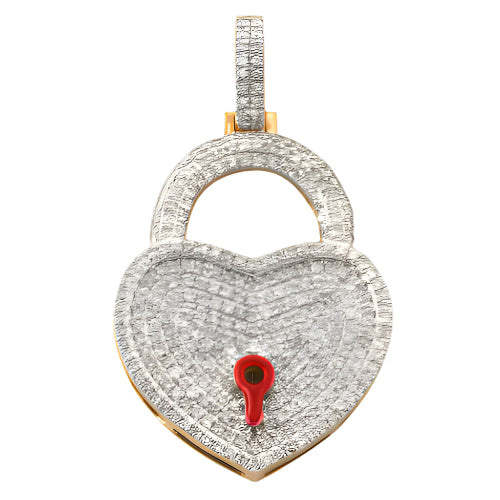 10KY 1.00CTW HEART LOCK DIAMOND PENDENT
