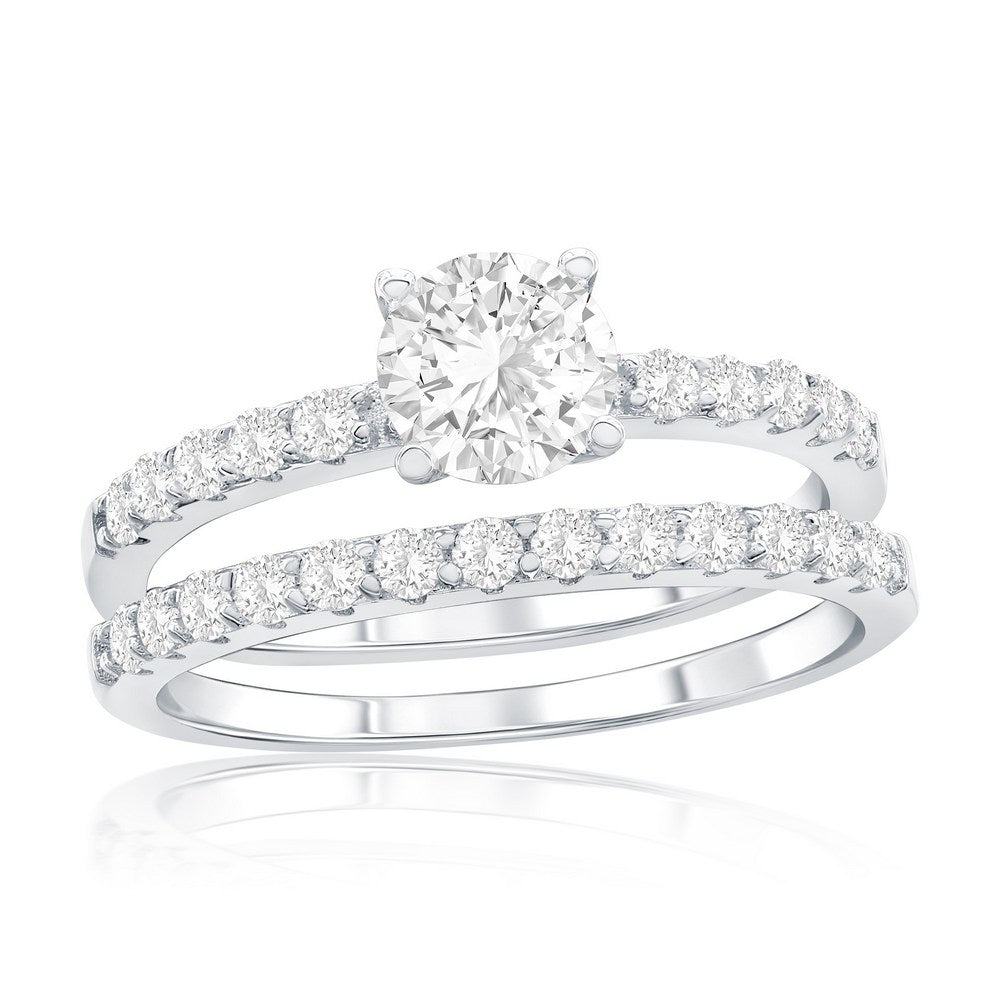 Sterling Silver, 6mm Round Solitaire CZ 2-PC Engagement Ring