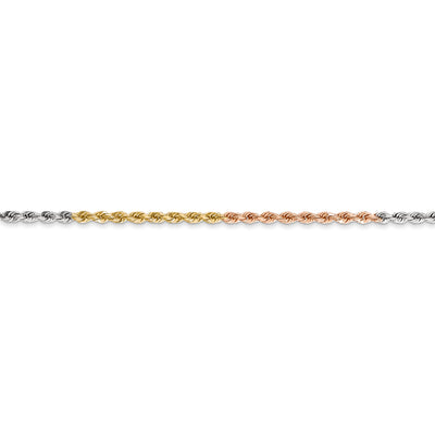14k Tri-Color 1.75mm D/C Rope Chain