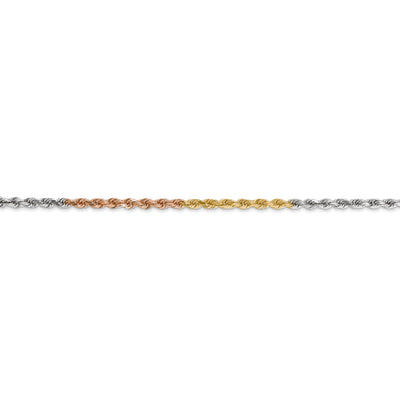 14k Tri-Color 2.5mm D/C Rope Chain