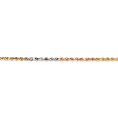 14k Tri-Color 2.9mm D/C Rope Chain