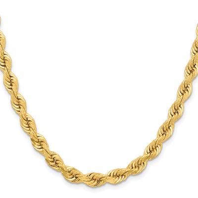 14K 6.5mm  D/C Rope with Fancy Lobster Clasp Chain