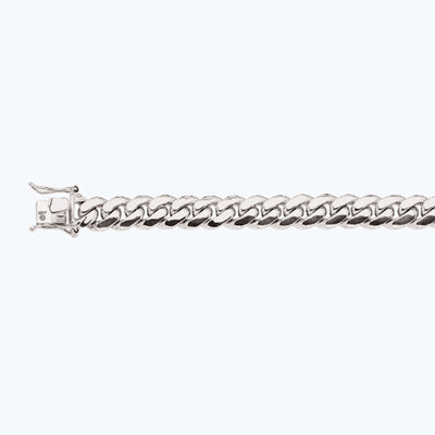 10K 11MM WHITE GOLD SOLID MIAMI CUBAN 7.5" CHAIN BRACELET (AVAILABLE IN LENGTHS 7" - 30")