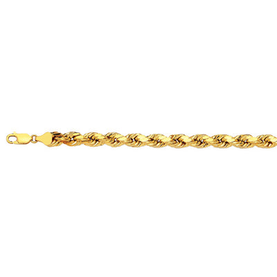 10K 5MM YELLOW GOLD DC HOLLOW ROPE 16" CHAIN NECKLACE (AVAILABLE IN LENGTHS 7" - 30")