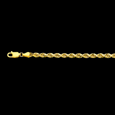 10K 3.5MM YELLOW GOLD SOLID DC ROPE 8.5" CHAIN BRACELET (AVAILABLE IN LENGTHS 7" - 30")