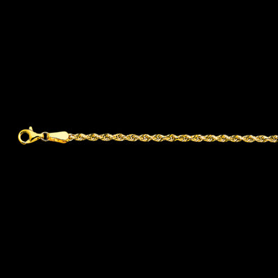 10K 2.5MM YELLOW GOLD SOLID DC ROPE 7" CHAIN BRACELET (AVAILABLE IN LENGTHS 7" - 30")