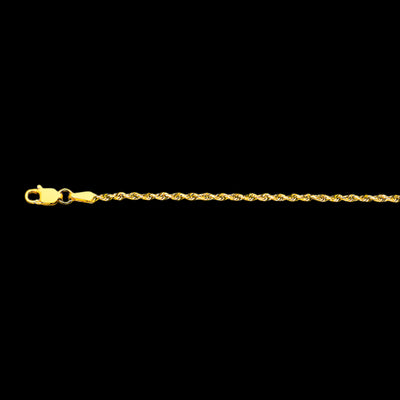 10K 2MM YELLOW GOLD SOLID DC ROPE 8.5" CHAIN BRACELET (AVAILABLE IN LENGTHS 7" - 30")