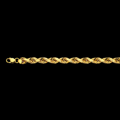 10K 12MM YELLOW GOLD SOLID DC ROPE 7" CHAIN BRACELET (AVAILABLE IN LENGTHS 7" - 30")