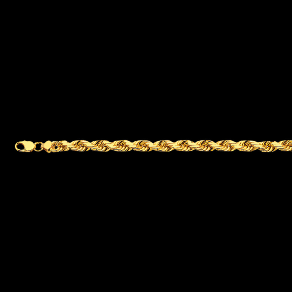 10K 10MM YELLOW GOLD SOLID DC ROPE 7.5" CHAIN BRACELET (AVAILABLE IN LENGTHS 7" - 30")