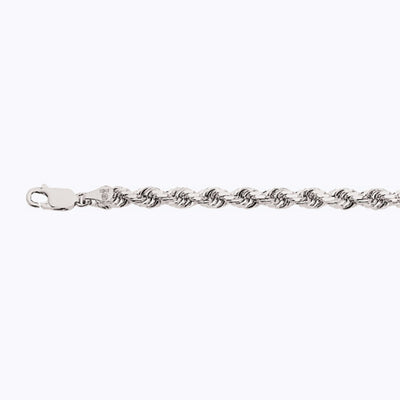 10K 5MM WHITE GOLD SOLID DC ROPE 20" CHAIN NECKLACE (AVAILABLE IN LENGTHS 7" - 30")