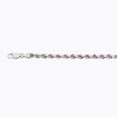10K 3.5MM WHITE GOLD SOLID DC ROPE 20" CHAIN NECKLACE (AVAILABLE IN LENGTHS 7" - 30")