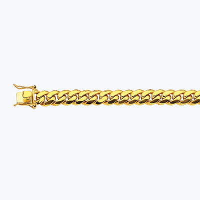 10K 11MM YELLOW GOLD SOLID MIAMI CUBAN 7.5" CHAIN BRACELET (AVAILABLE IN LENGTHS 7" - 30")