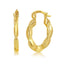 14K Yellow Gold, Designed 18mm Hoop Earrings