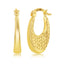14K Yellow Gold, Oval Textured & D-C Oval Hoop Earrings