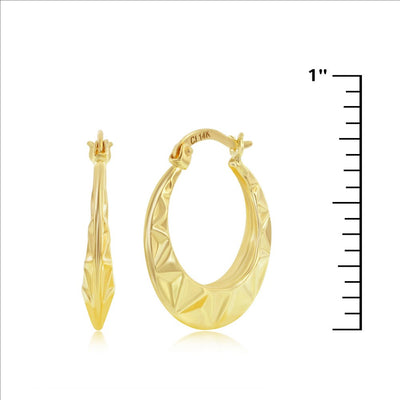 14K Yellow Gold, Textured 20mm Hoop Earrings