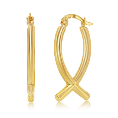 14K Yellow Gold, Twisted Hoop Earrings