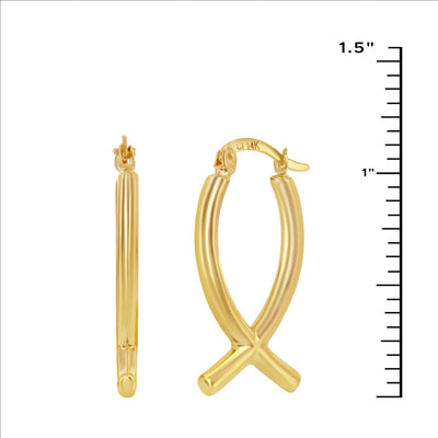14K Yellow Gold, Twisted Hoop Earrings