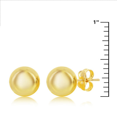 14K Yellow Gold, 10mm Bead Studs