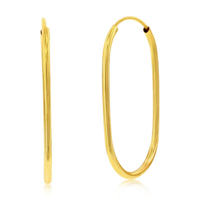 14K Yellow Gold, 33x20mm Oval Hoop Earrings