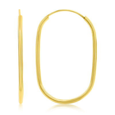 14K Yellow Gold, 33x20mm Oval Hoop Earrings
