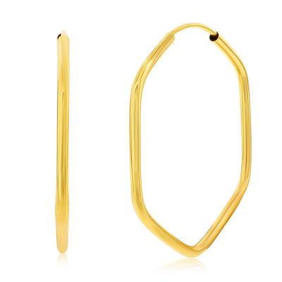 14K Yellow Gold, 31mm Hexagon Endless Hoop Earrings