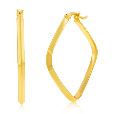 14K Yellow Gold, 36mm Square Hoop Earrings