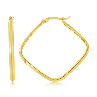 14K Yellow Gold, 36mm Square Hoop Earrings