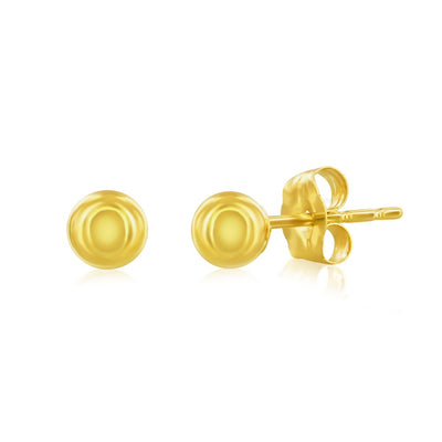 14K Yellow Gold, 4mm Polished Ball Studs