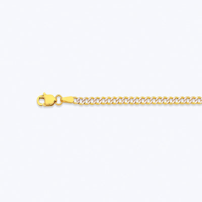 10K 2.5MM YELLOW GOLD HOLLOW PAVE CURB 28" CHAIN NECKLACE (AVAILABLE IN LENGTHS 7" - 30")