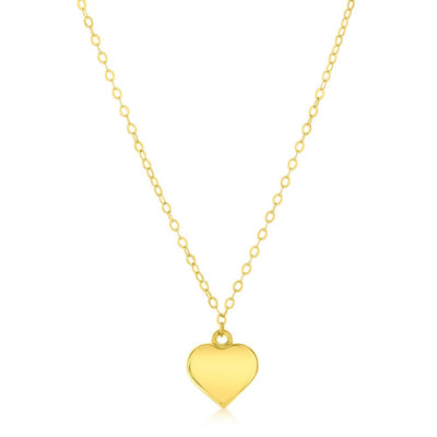 14K Yellow Gold, Polished Heart Necklace