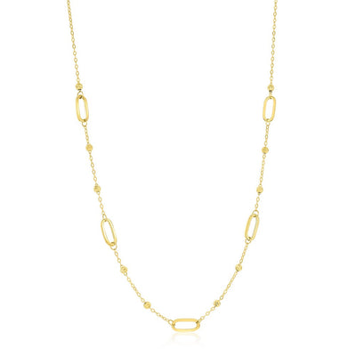 14K Yellow Gold, D-C Bead & Oval Necklace