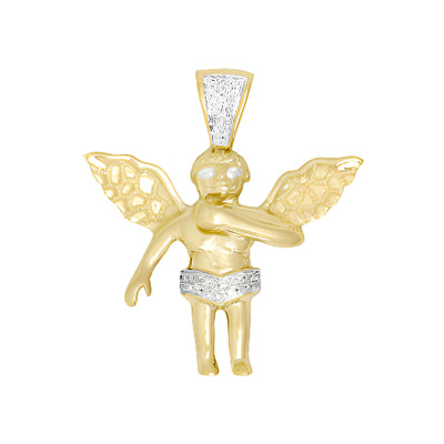 10KY 0.10CTW DIAMOND ANGEL PENDANT