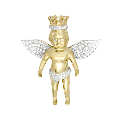 10KY 0.60CTW DIAMOND ANGEL WITH CROWN - SMALL