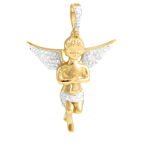 10KY 0.55CTW DIAMOND PRAYING HANDS ANGEL PENDANT